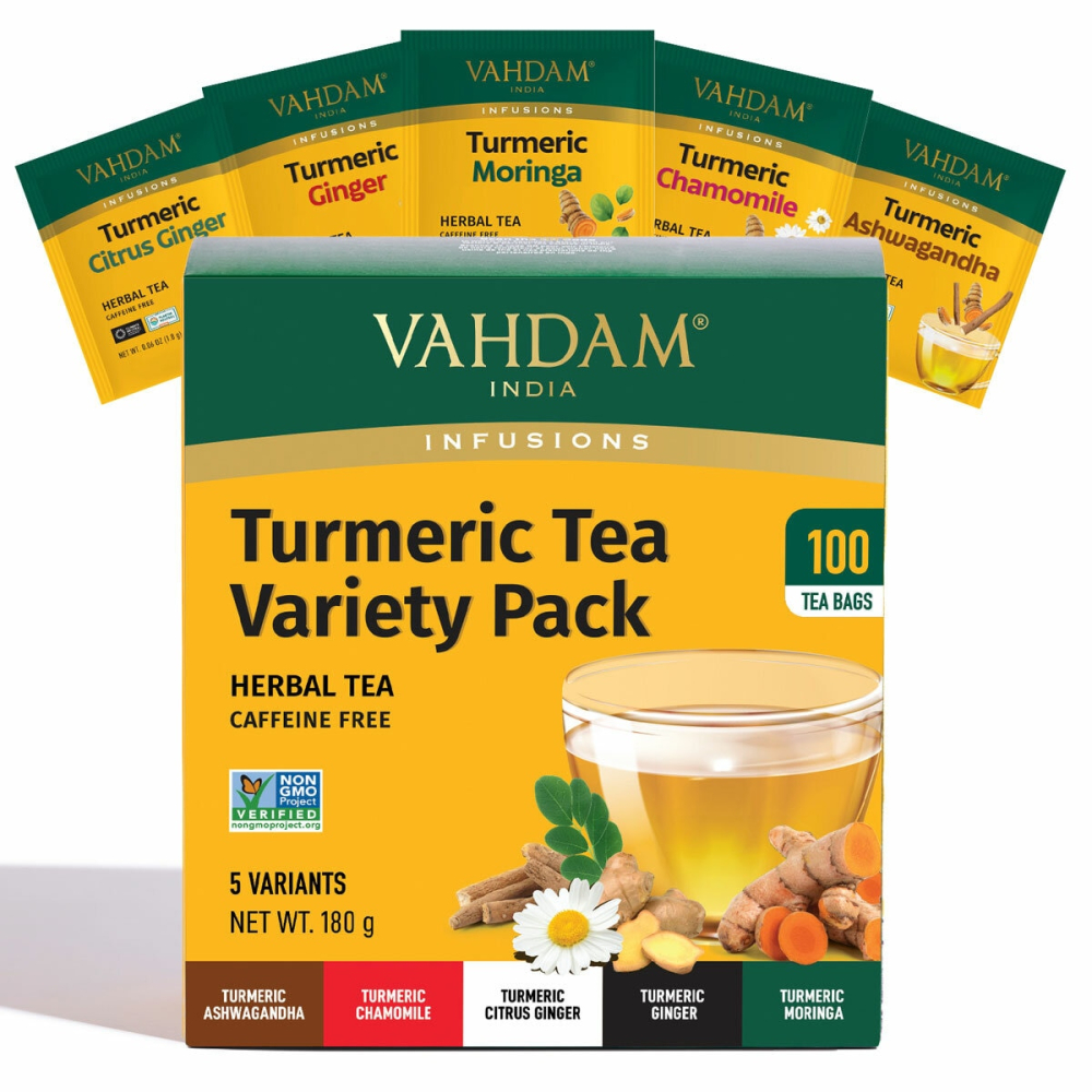 Vahdam Turmeric Tea Variety, 100 Pack