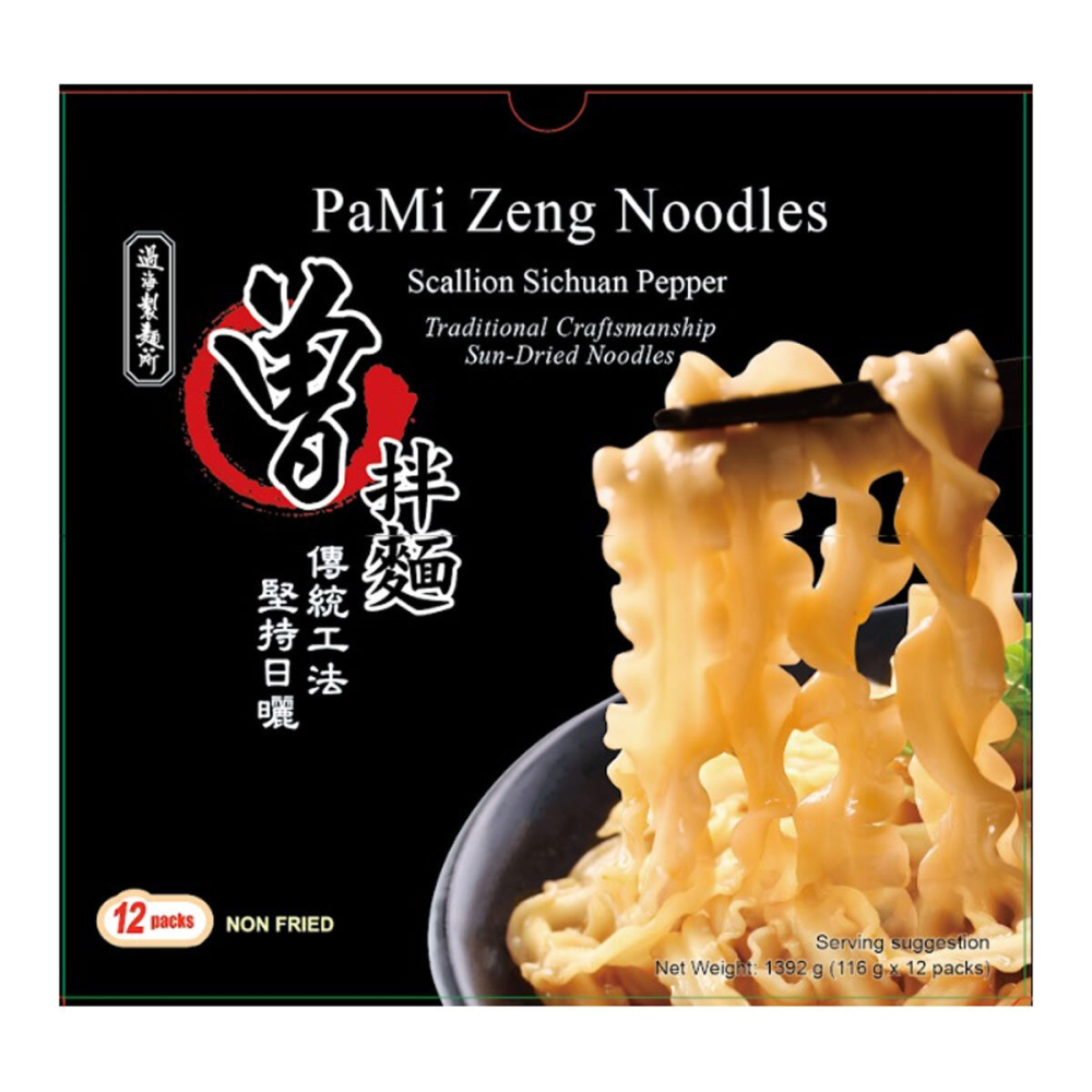 PaMi Zeng Scallion Sichuan Pepper Noodles, 12x116g