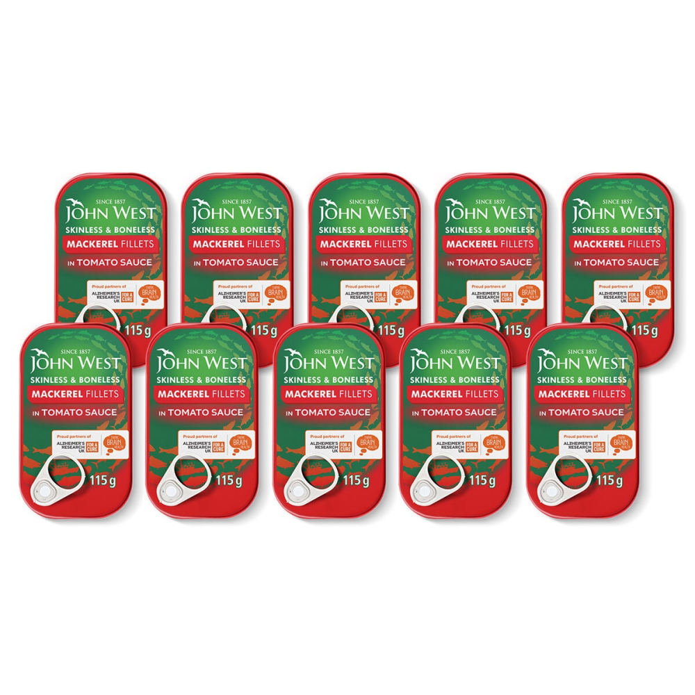 John West Mackerel Fillets in Tomato Sauce, 10 x 115g
