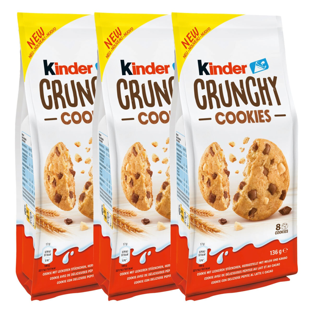 Kinder Crunchy Cookies, 3 x 136g