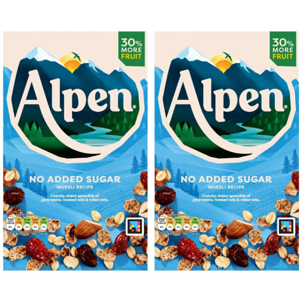 Alpen No Added Sugar Muesli, 2 x 950g