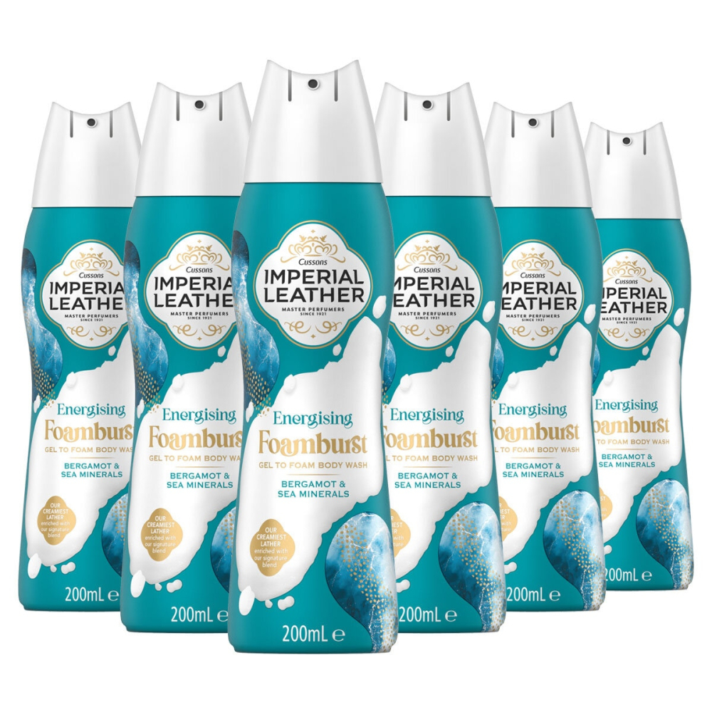 Imperial Leather Foamburst Shower Bodywash 6x200ml, Energising OR Moisturising