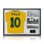 Pele Signed Framed Brazil Football Shirt including 1 Photo, with White Mount - Image 4