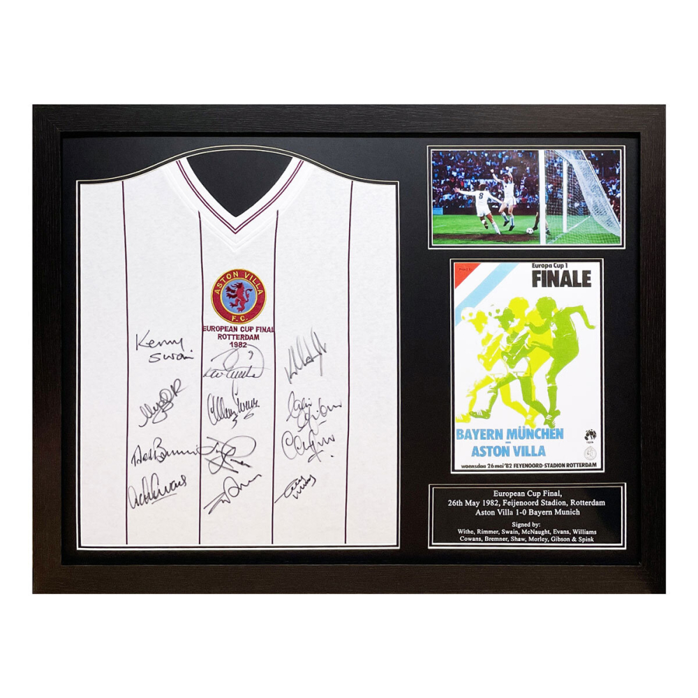 Aston Villa Signed Framed 1982 European Cup Final Football Shirt