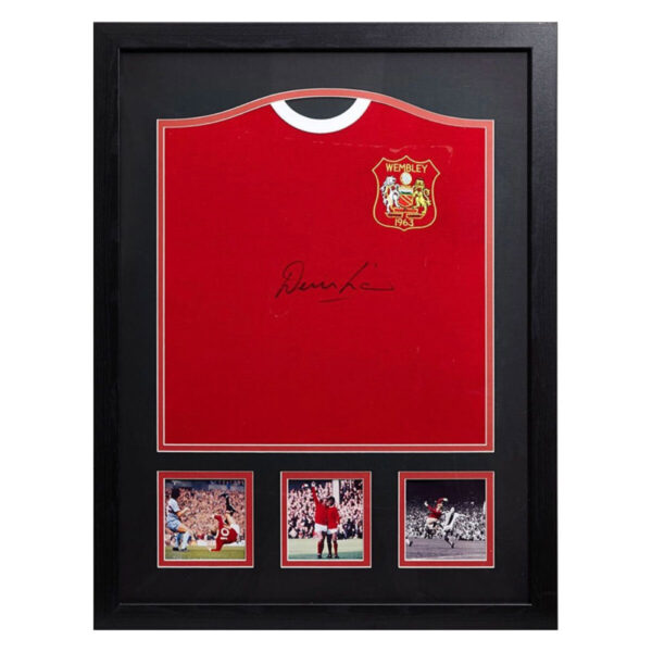 Denis Law Signed Framed Manchester United Football Shirt