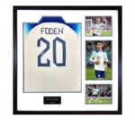 Phil Foden Signed Framed England Football Shirt including 3 Photos