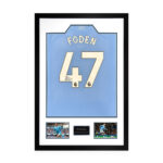 Phil Foden MCFC 24/25 Signed Framed Shirt, including 2 Photos