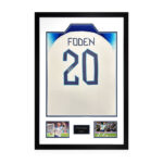 Phil Foden Signed Framed England Football Shirt including 2 Photos