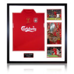Steven Gerrard Signed Framed 2005 Liverpool Football Shirt including 3 Photos