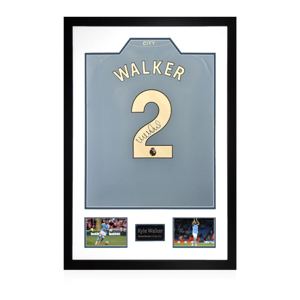 Kyle Walker Signed Framed MCFC 24/25 Football Shirt including 2 Photos