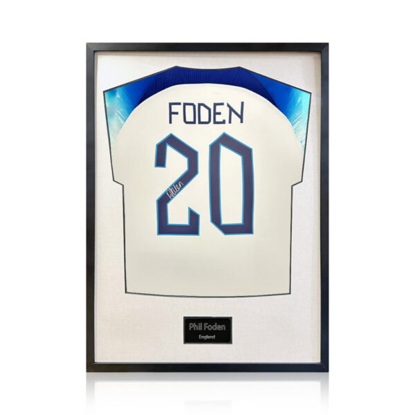 Phil Foden Signed Framed 2024 England Football Shirt with White Mount