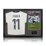 Phil Foden Signed Framed 2024 England Football Shirt including 1 Photo, with White Mount - Image 2