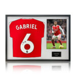 Gabriel Signed Framed Arsenal Football Shirt with White Mount - Image 4