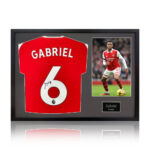 Gabriel Signed Framed Arsenal Football Shirt with White Mount - Image 5