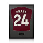 Amadou Onana Signed Framed Aston Villa Football Shirt with White Mount - Image 2
