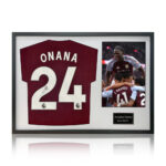 Amadou Onana Signed Framed Aston Villa Football Shirt including 1 Photo, with White Mount - Image 3