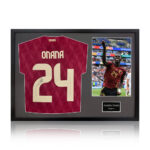 Amadou Onana Signed Framed Belgium Football Shirt including 1 Photo, with White Mount - Image 2