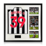 Bruno Guimarães Signed Framed NUFC 23/24 Football Shirt, including 3 Photos