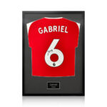 Gabriel Signed Framed Arsenal Football Shirt including 1 Photo, with White Mount - Image 2