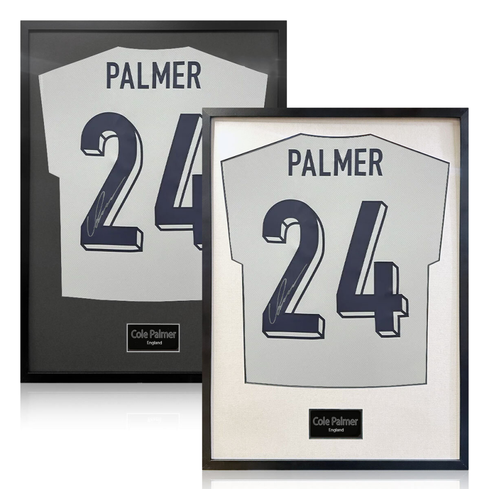 Cole Palmer Signed Framed England Football Shirt with White Mount
