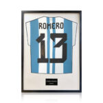 Christian Romero Signed Framed Argentina Football Shirt with White Mount - Image 4