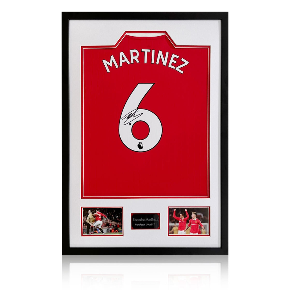 Lisandro Martinez Signed Framed MUFC 22/23 Home Football Shirt including 2 Photos