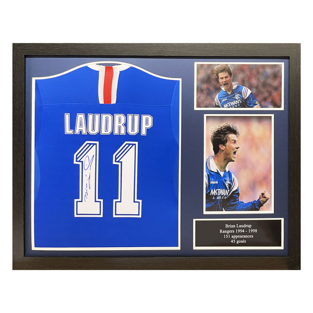 Brian Laudrup Signed Framed Rangers Football Shirt