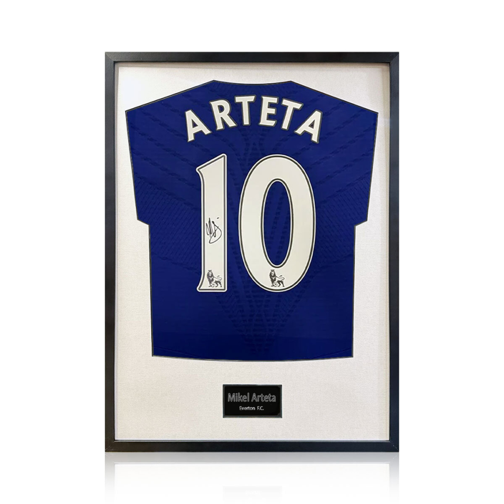 Mikel Arteta Signed Framed Everton Football Shirt with White Mount