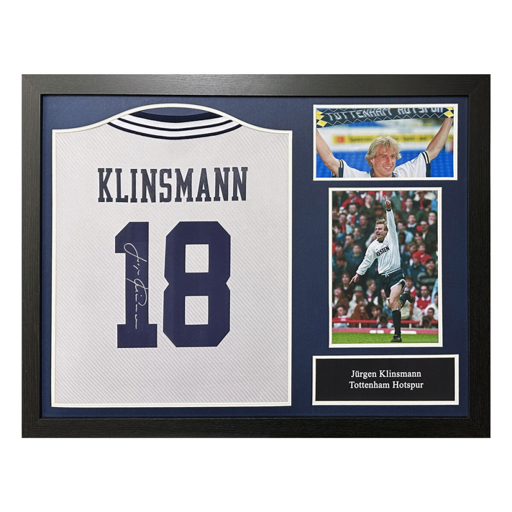 Jurgen Klinsmann Signed Framed Tottenham Football Shirt