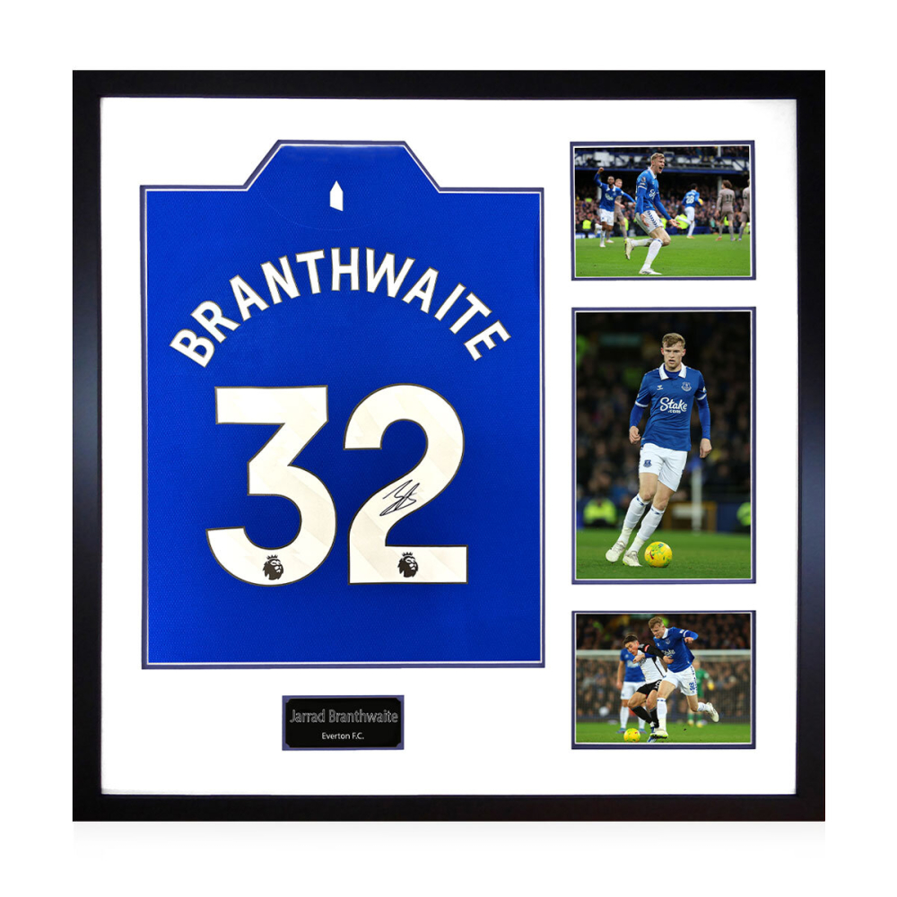 Jarred Branthwaite Signed Framed Everton 24/25 Football Shirt including 3 Photos