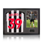 Bruno Guimaraes Signed Framed Newcastle United Shirt including 1 Photo, with White Mount - Image 2