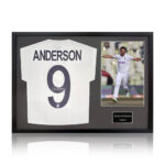 James Anderson Signed Framed England Cricket Shirt including 1 Photo, with White Mount - Image 2