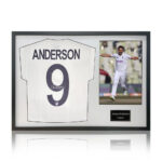 James Anderson Signed Framed England Cricket Shirt including 1 Photo, with White Mount - Image 4