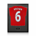 Wes Brown Signed Framed Manchester United Football Shirt with White Mount - Image 2