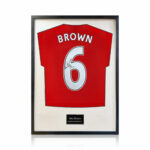 Wes Brown Signed Framed Manchester United Football Shirt with White Mount
