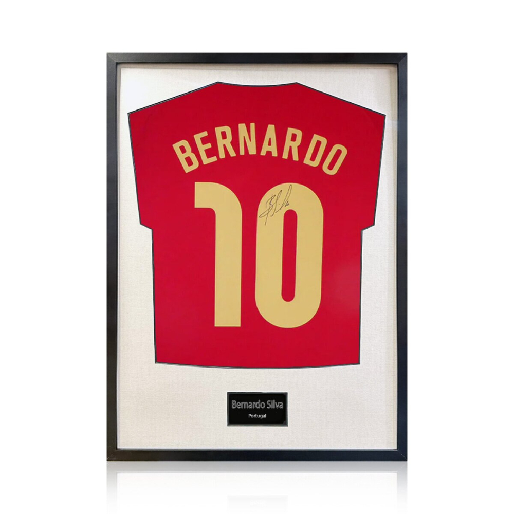 Bernardo Silva Signed Framed Portugal Football Shirt with White Mount
