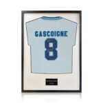 Paul Gascoigne Signed Framed England Football Shirt with White Mount