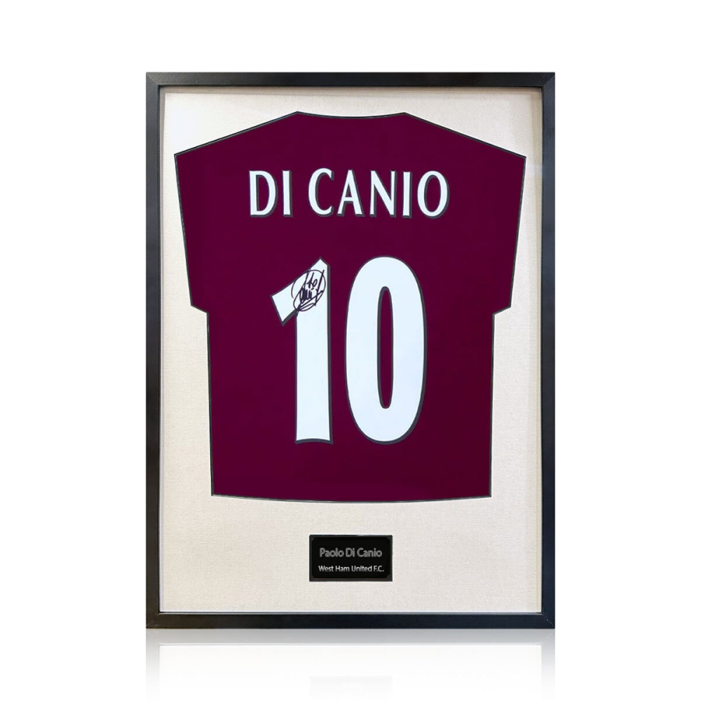 Paolo Di Canio Signed Framed WHU Football Shirt with White Mount