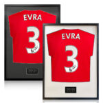 Patrice Evra Signed Framed Manchester United Football Shirt with White Mount