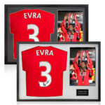 Patrice Evra Signed Framed Manchester United Football Shirt including 1 Photo, with White Mount