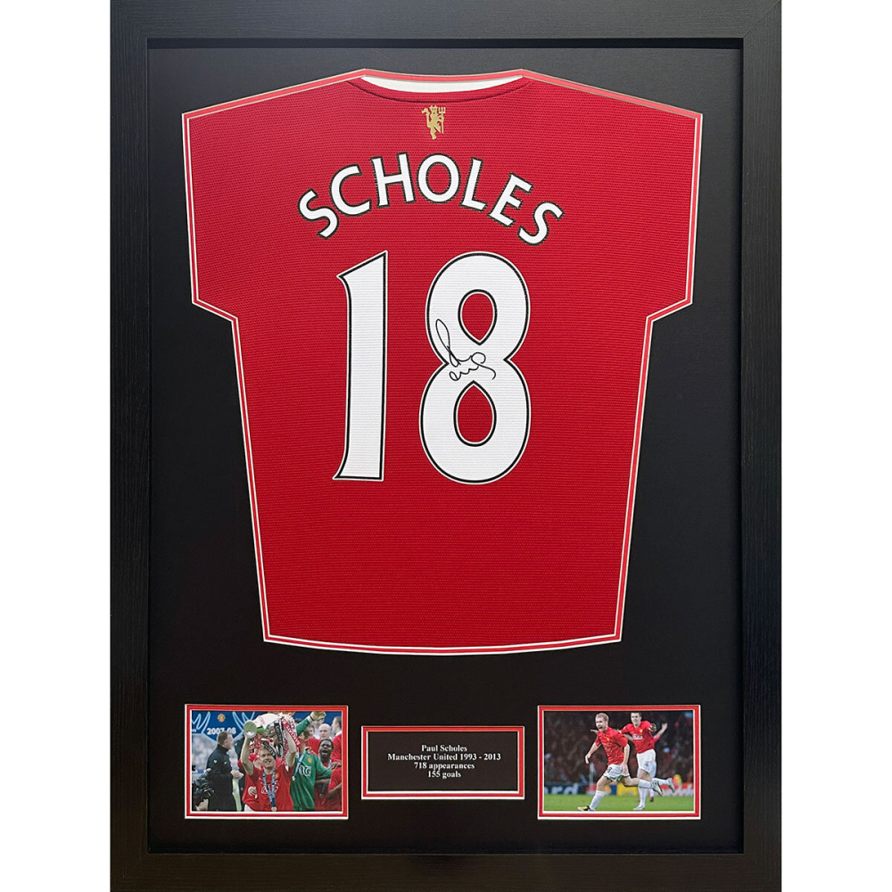 Paul Scholes Signed Framed Manchester United Football Shirt