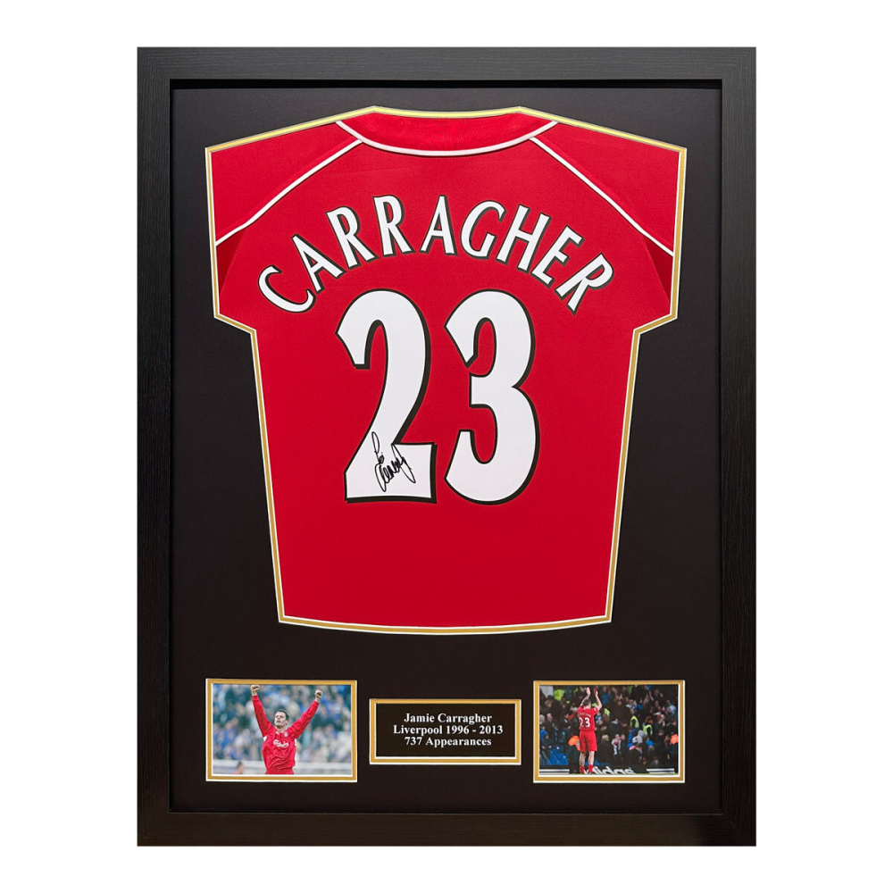 Jamie Carragher Signed Framed Liverpool Football Shirt