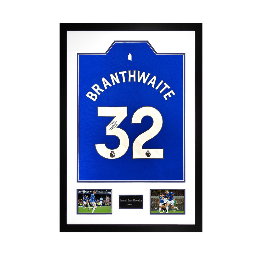 Jarred Branthwaite Signed Framed Everton 24/25 Football Shirt including 2 Photos