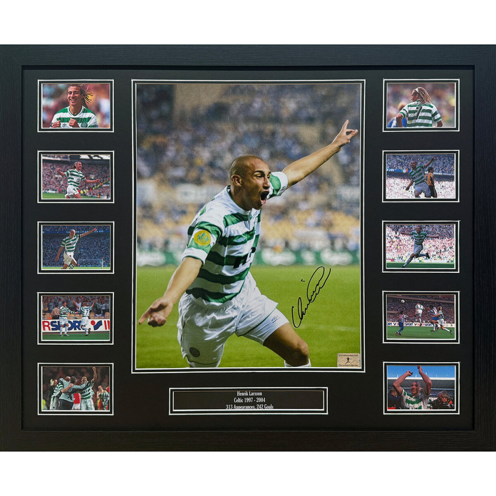 Henrik Larsson Signed Framed Celtic Football Photo