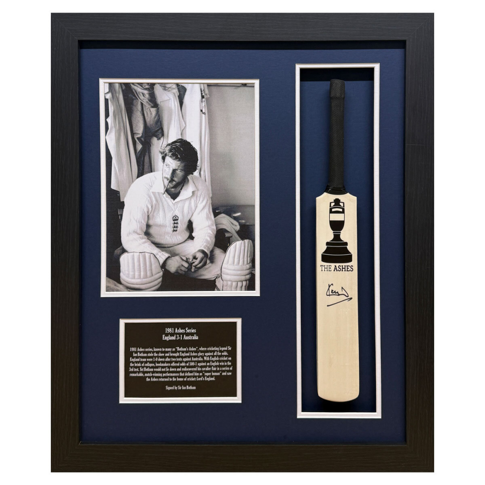Ian Botham Signed Framed Mini Cricket Bat