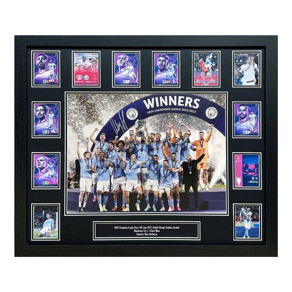 Gundogan Signed Framed Manchester City Champions League Final Football Photograph