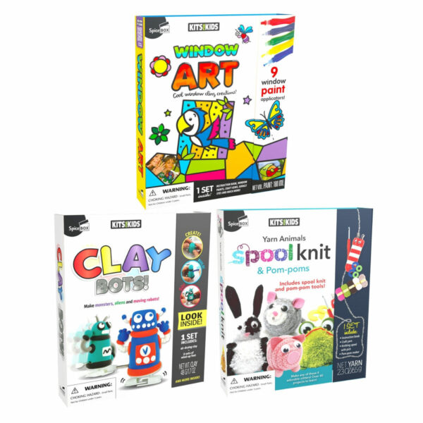 Kits for Kids in 3 Options: Window Art, Yarn Animals or Clay Bots