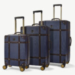 Rock Vintage 3 Piece Hardside Luggage Set in Navy
