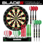 Winmau Blade 6 Dartboard with Darts & Oche Line