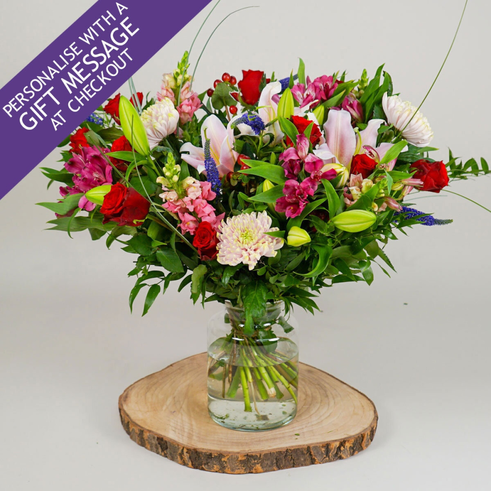 48 Stem Crimson Whisper Flower Bouquet with Greetings Card